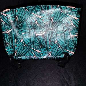 Ipsy Green and Pink Cosmetic Bag with Tropical Design